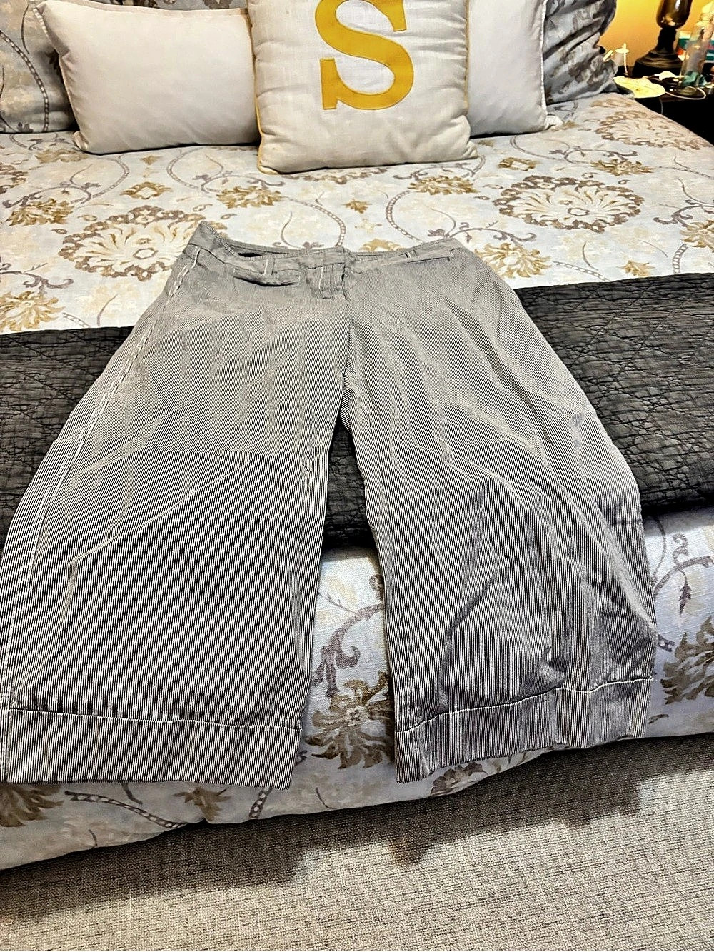 Nautica Striped Trousers in Gray & White Size 10